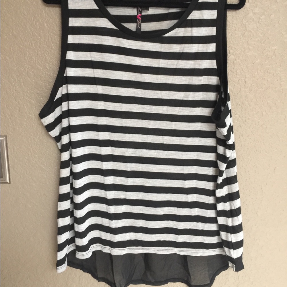Grey and black striped top